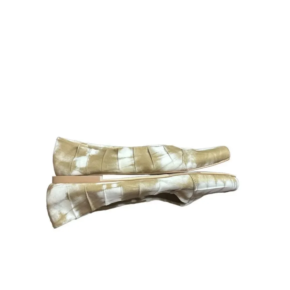 Korks Women’s Size 10  Palmer Khaki White Tie Dye Square Toe Ruched Ballet Flat